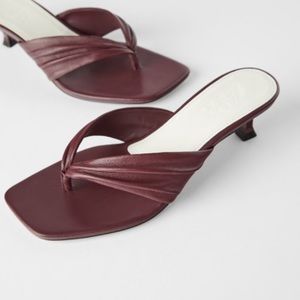 BRAND NEW Zara burgundy leather heeled sandals